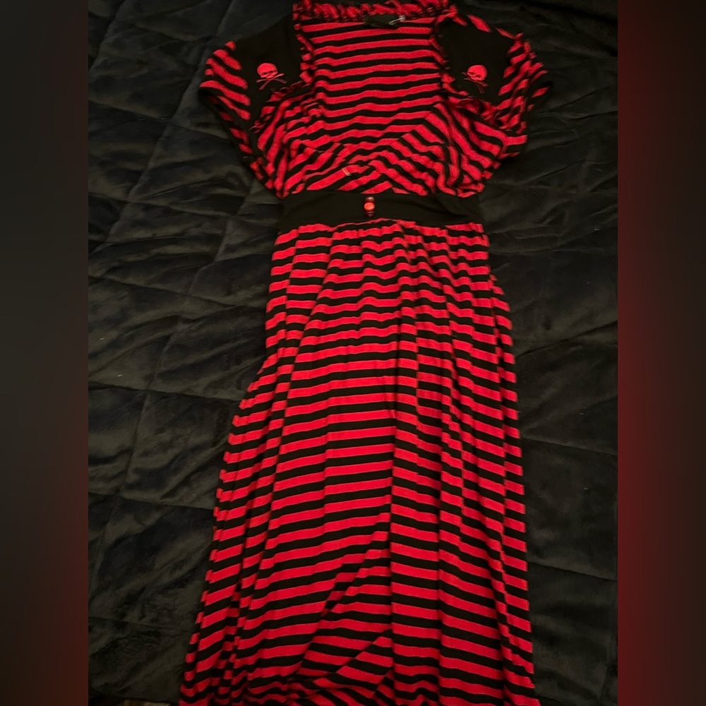 Rock Steady Red and Black Striped Gothabilly Retro Goth Pin up Dress
